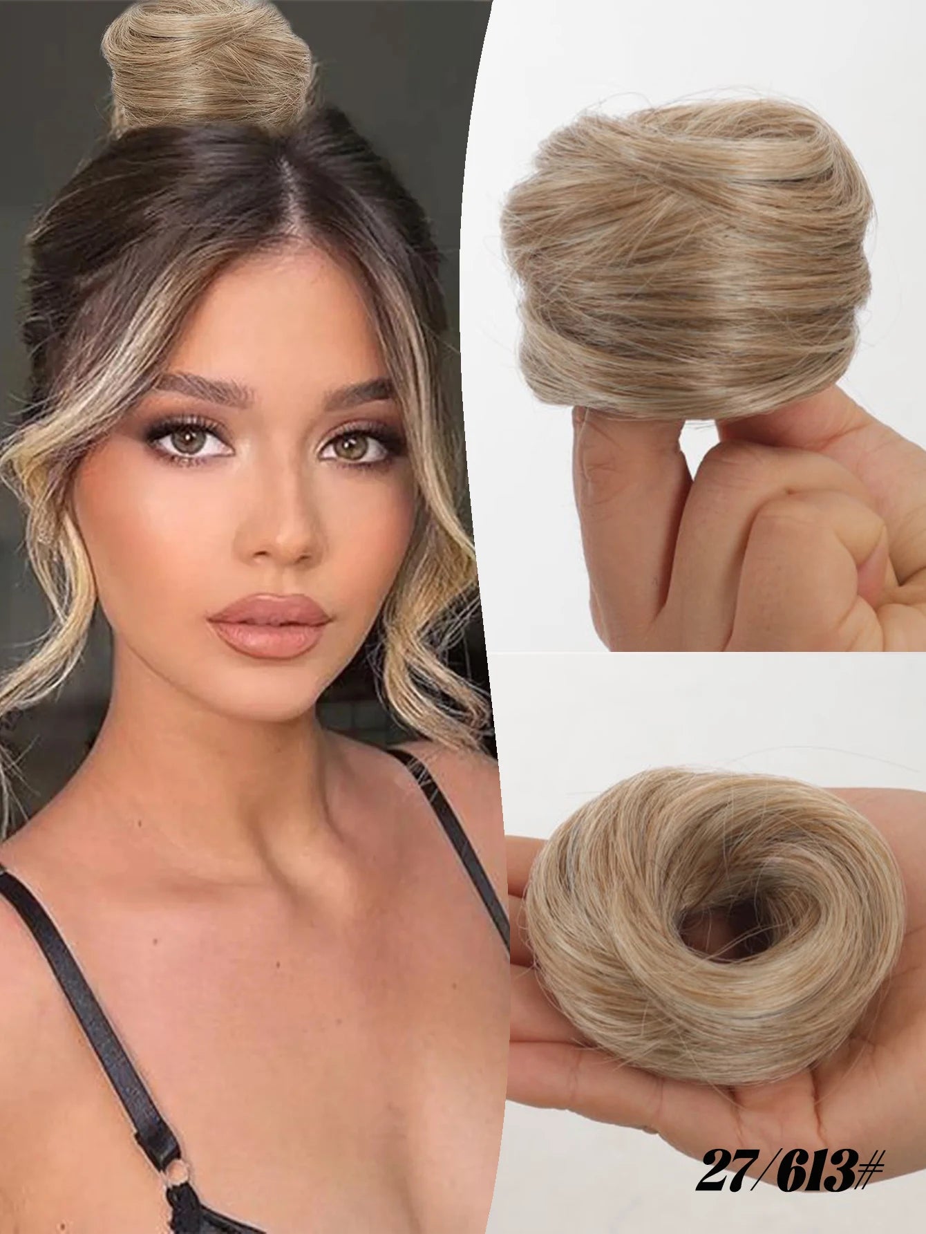 YELOWTIM Synthetic Chignon Elastic Rubber Band Fake Hair Bun Clip in on Hair Tail Extension Updo Hair Piece Ponytail For Women