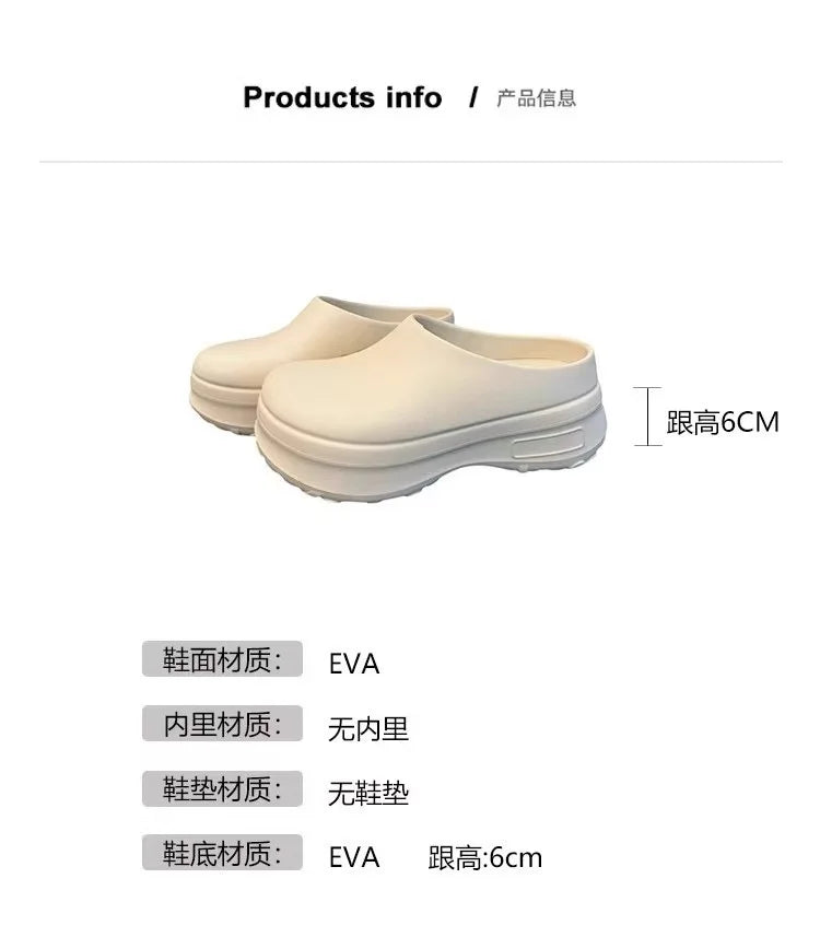 Women's Slippers Minimalist Fashion Air Cushion Soft 5CM Platform Non Slip Sandals Breathable Couple Style Heightened Chef Shoes