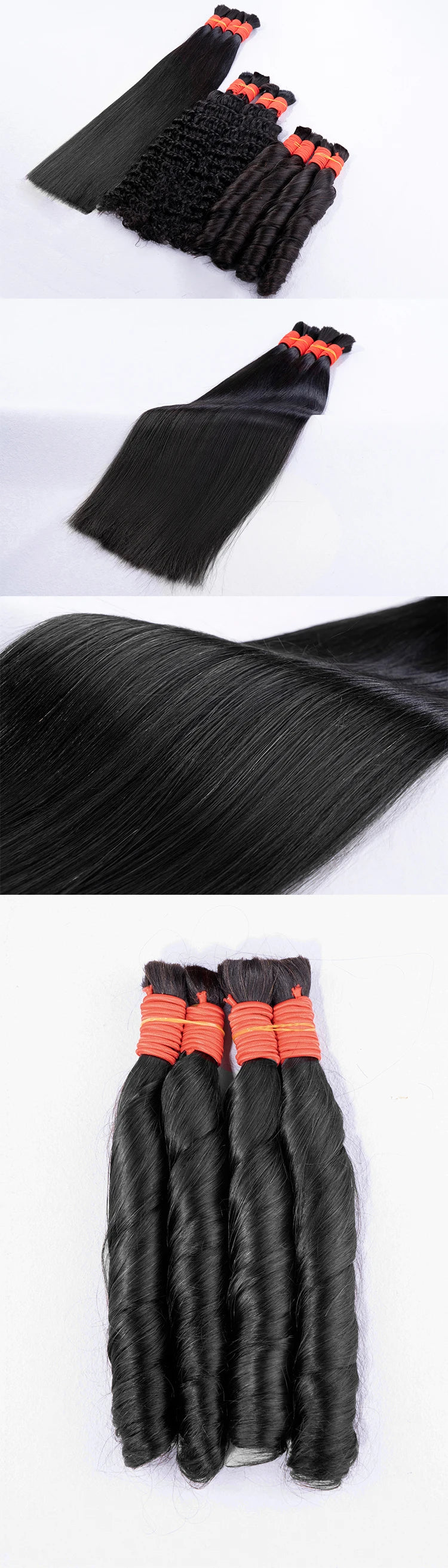 100% Real Virgin Human Hair Bulk Extension Deep Wace Bulk Weaving For Braiding Unprocessed No Weft Straight Loose Body Wace Bulk