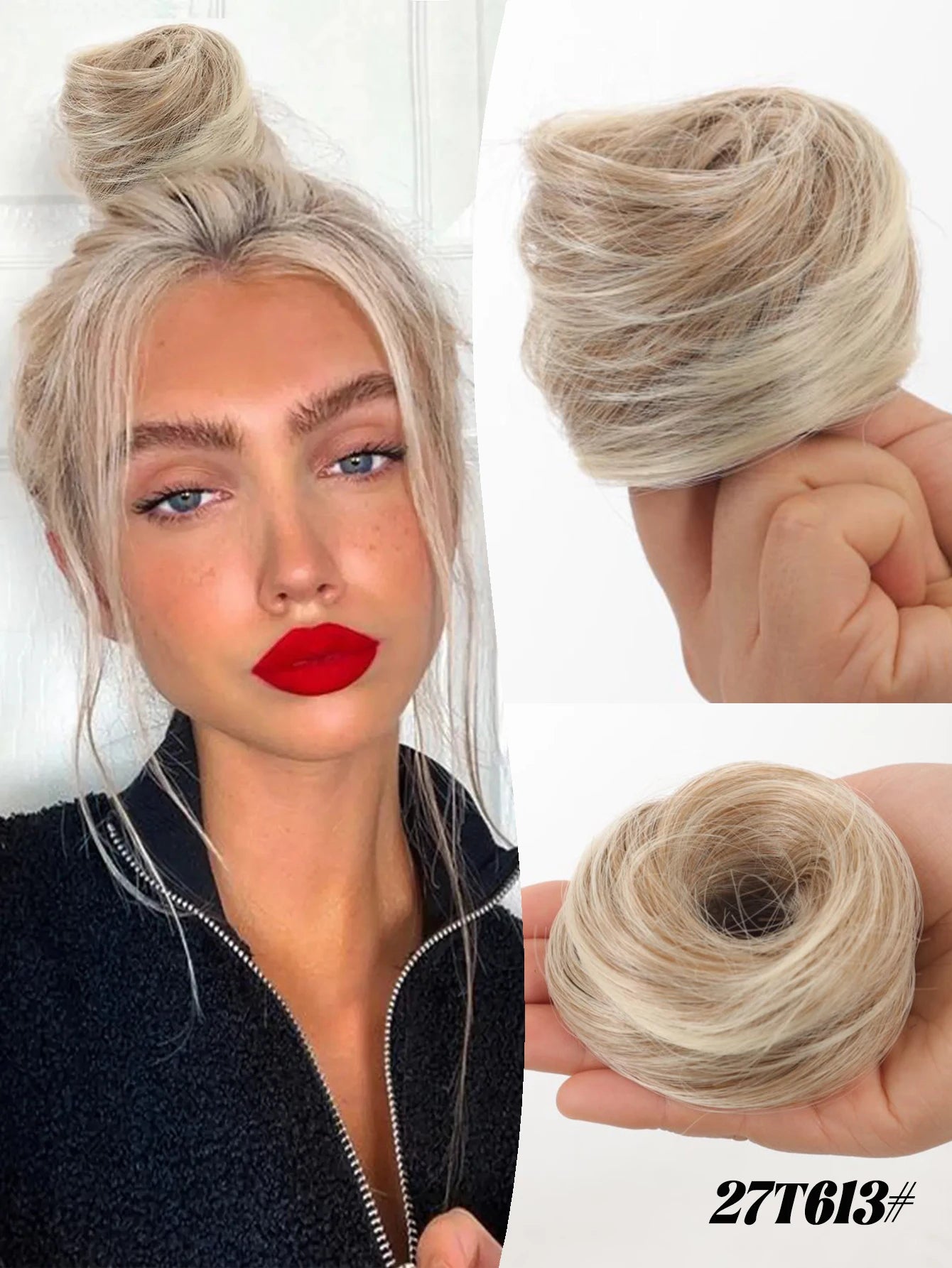 YELOWTIM Synthetic Chignon Elastic Rubber Band Fake Hair Bun Clip in on Hair Tail Extension Updo Hair Piece Ponytail For Women