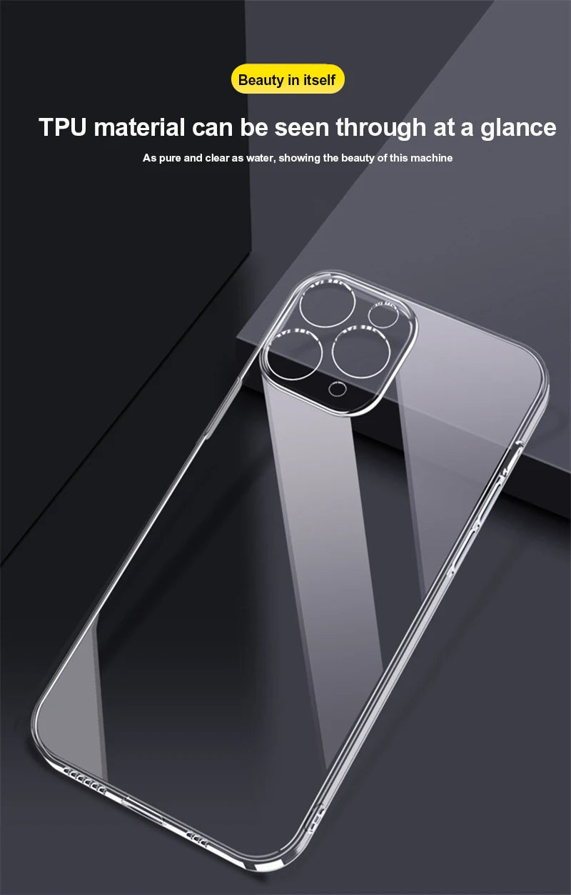 Transparent Phone Case For iPhone 11 12 13 14 15 Pro Max Case Silicone Soft Cover For iPhone  X XS Max XR 8 7 Plus Back Cover