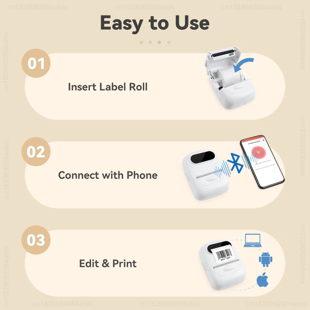 Mini Portable Thermal Printer P50 Adhesive Label Printer Portable Bluetooth Labeling Machine 2inch Maker or 3PK P50 Label Tapes