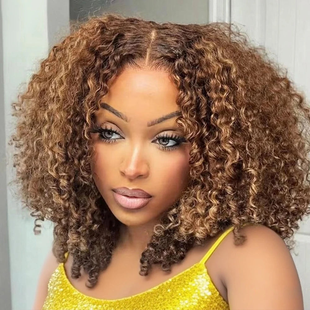 4/27 Deep Water Wave Short Bob Wig Highlight Curly 13x4 Lace Front Brazilian 100% Real Colored Human Hair 7x5 Glueless Short Wig