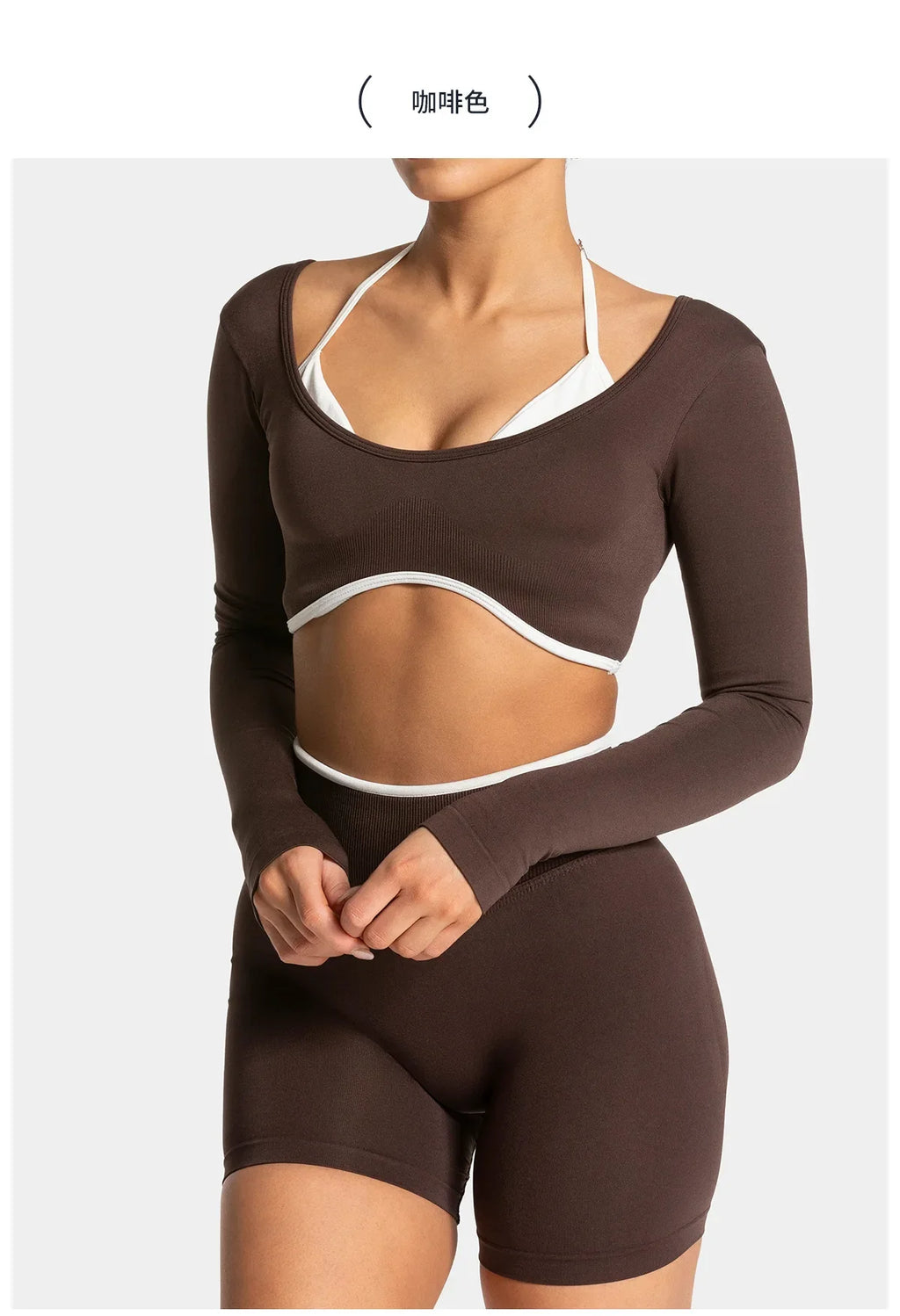Seamless Fake Two-piece Long Sleeved Yoga Top  Women's Running and Fitness Sports Top Suit Top