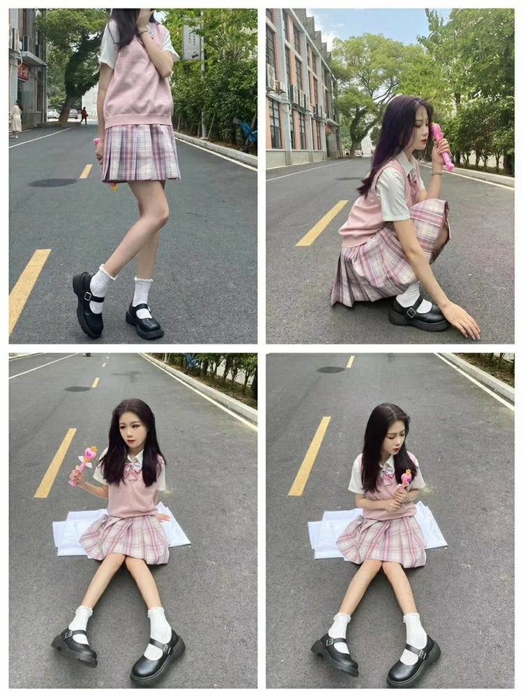 2024 Summer New Women's Shoes Japanese Style JK Flats Cute Student Mary Round Head Flat Shoes With Skirt For Girls