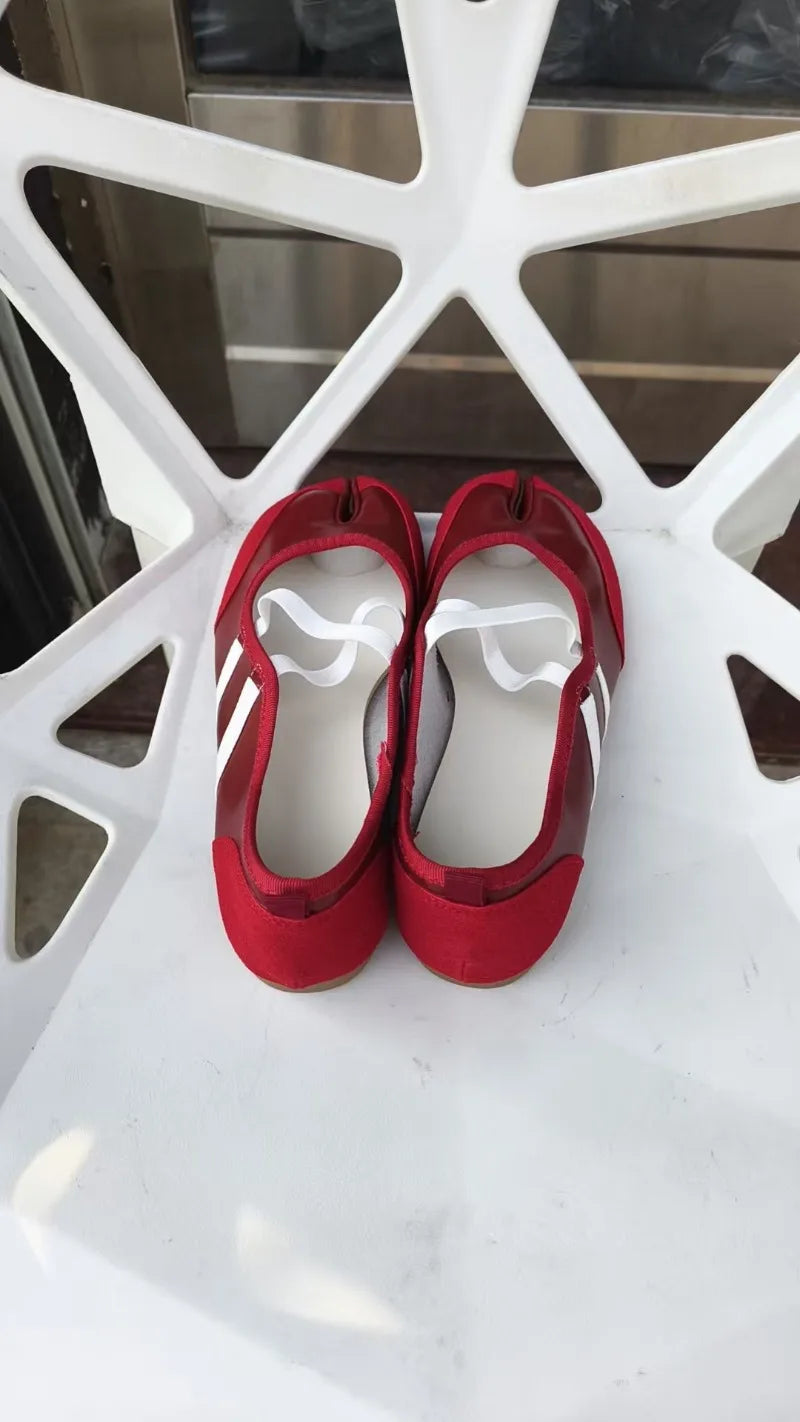 Cross Strap Tabi Flat Shoes Women Casual Fashion Design Mary Jane Shoes Slip-on Split Toe Ballet Shoes 2025 Summer Elegant New