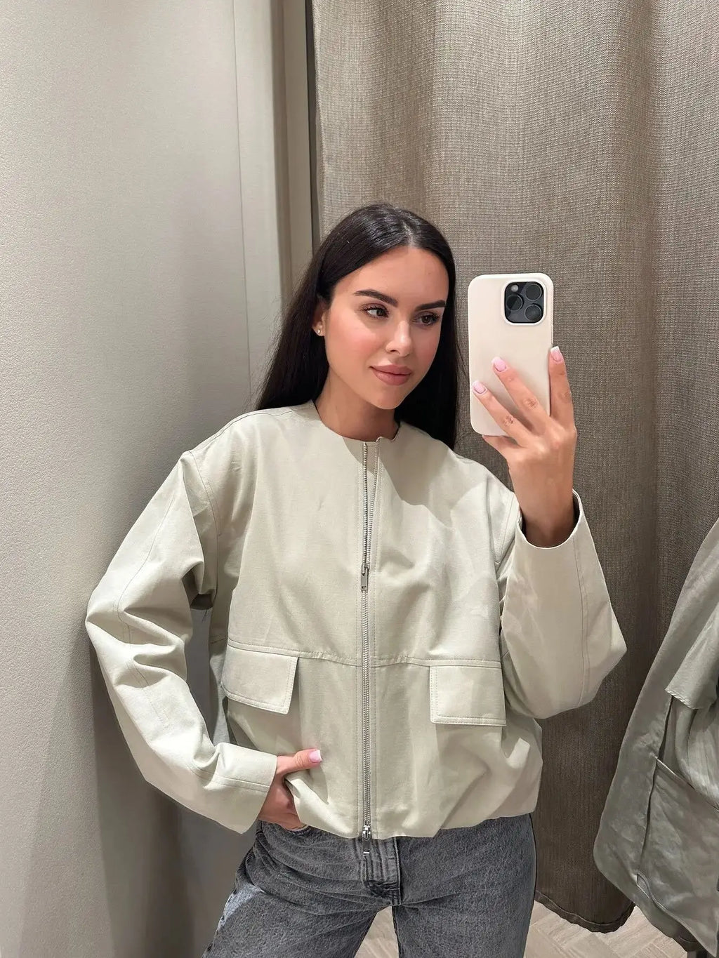 2025 Autumn Fashion Pocket Windbreaker Jackets Women Loose Crewneck Chic Outerwear Coat Female Short Jacket Mujer Clothes