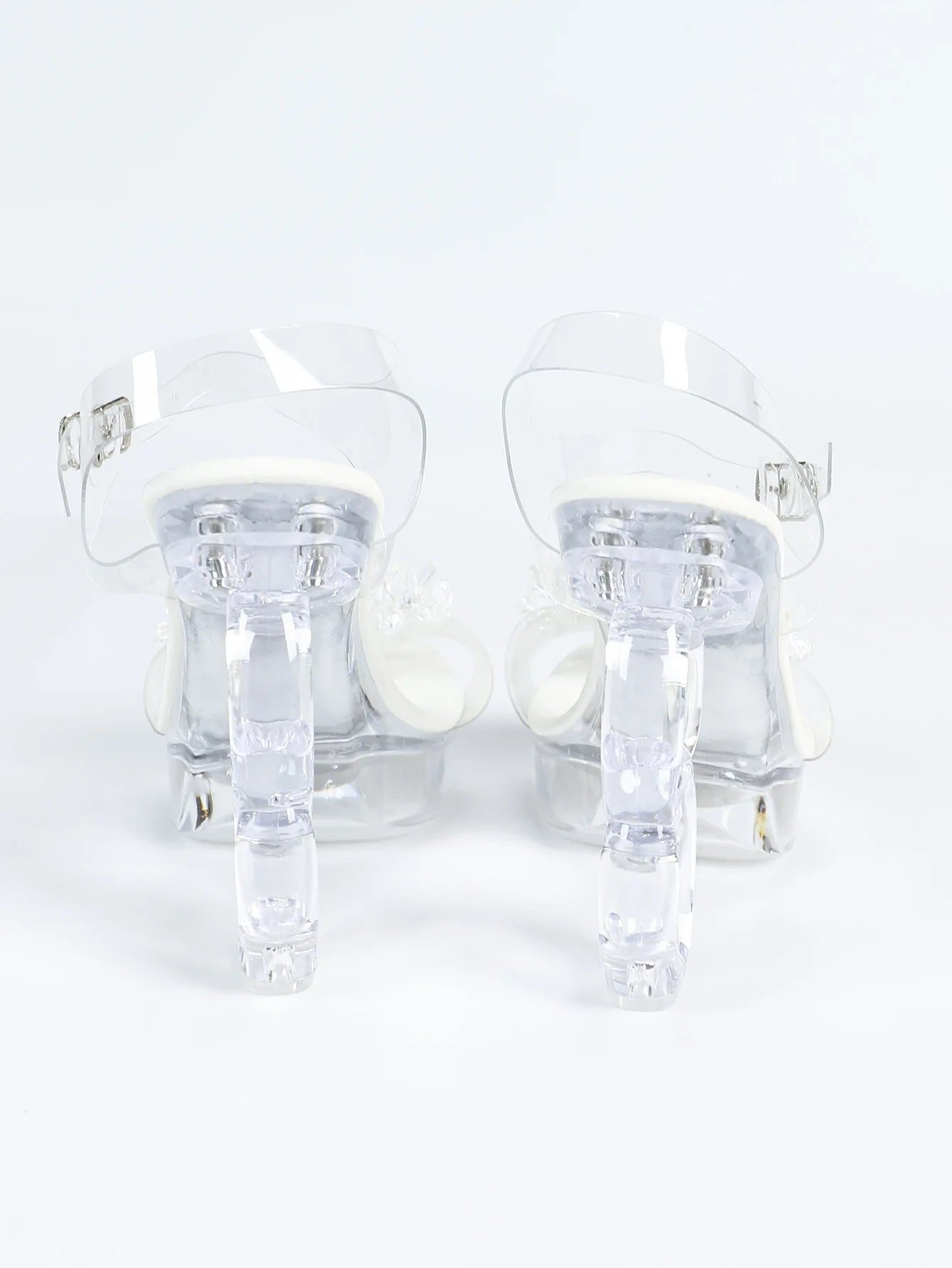 All Transparent PVC Shoes For Women Strange Style 12CM Summer Square Toe Platform High Heels White Crystal Evening Party Sandals