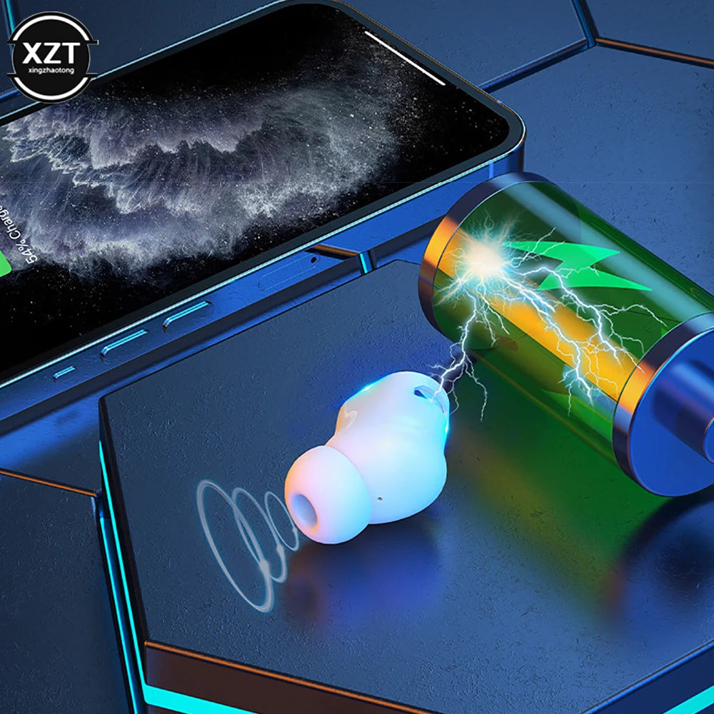 Mini Single Headphones Bluetooth-compatible5.2 Earphones Power Display TWS Wireless Earbuds Mic Support Voice Assistant Headsets