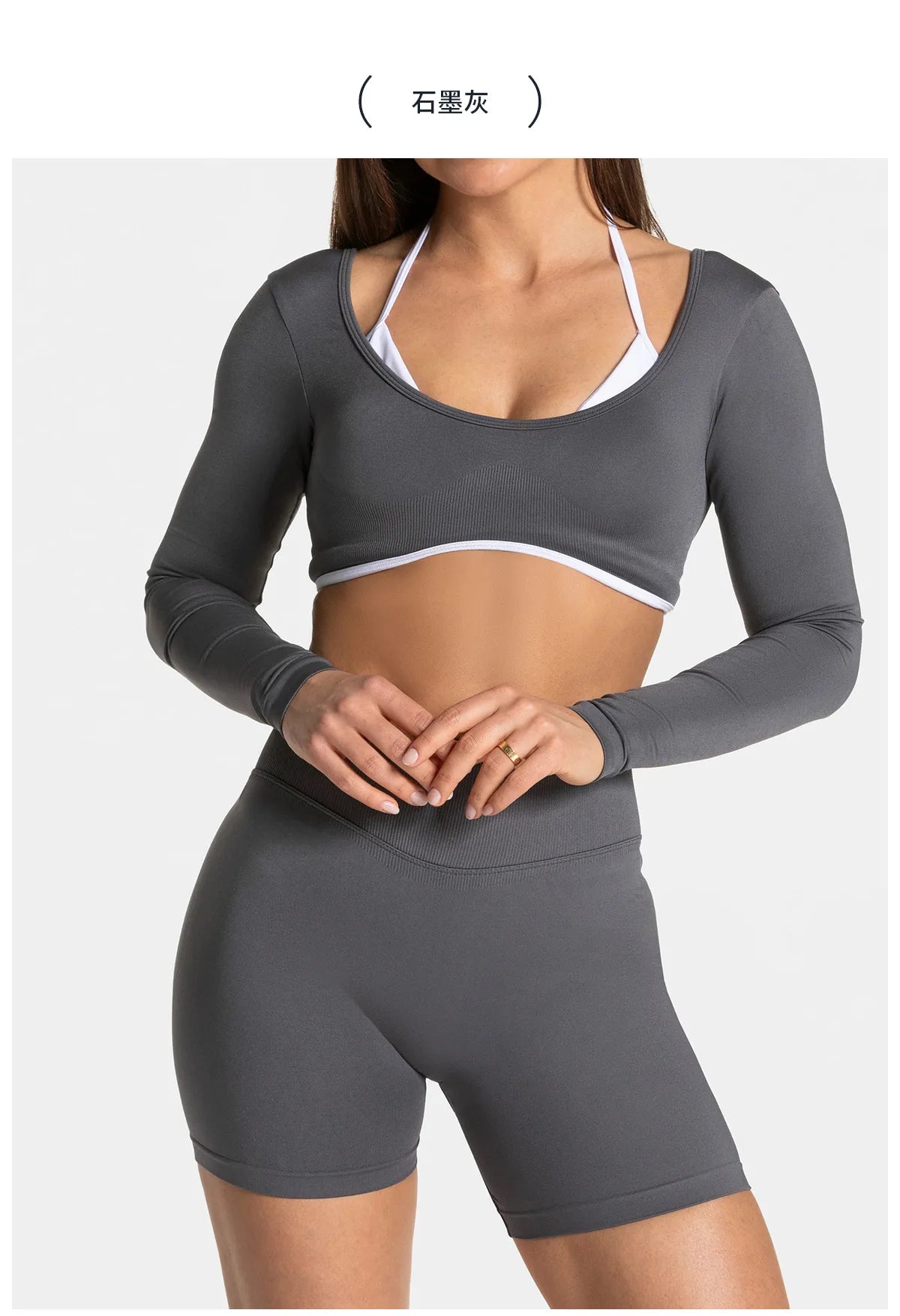 Seamless Fake Two-piece Long Sleeved Yoga Top  Women's Running and Fitness Sports Top Suit Top