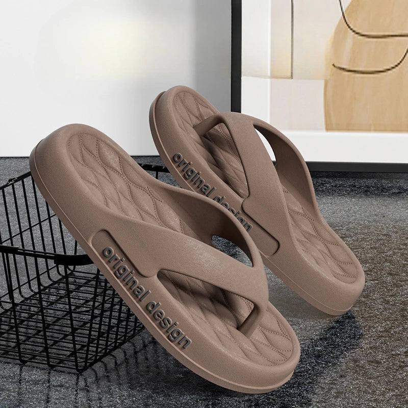 Supersoft Thick Sole EVA Unisex Flip Flops Home Non-slip Light Slides Outdoor Versatile Beach Flat Sandals for Couples Sandalias