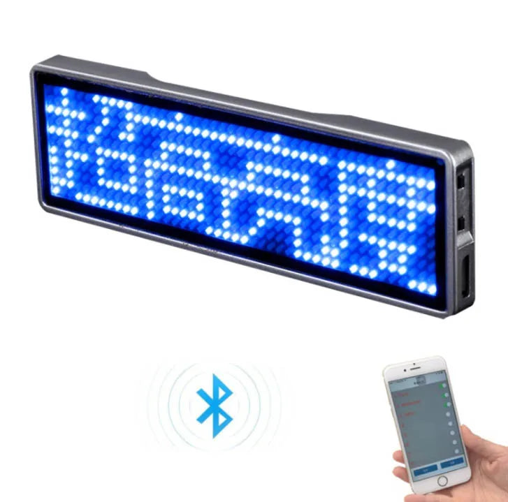 Bluetooth Led Name Badge Diy Programmable Scrolling Message Board Mini Lcd Display Pattern Display for Party Meeting