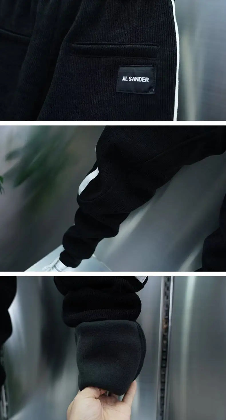 Fashion 2024 Autumn Winter New Black Jogger Men's Corduroy Pants Korean Elastic Waist Casual Pants Jogging Striped Harem Pants