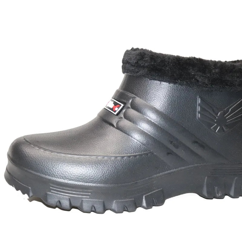 Men's Winter Snow Boots Waterproof Warm Fce Work oes Kitchen Hygiene Cotton Single oes for Laundry