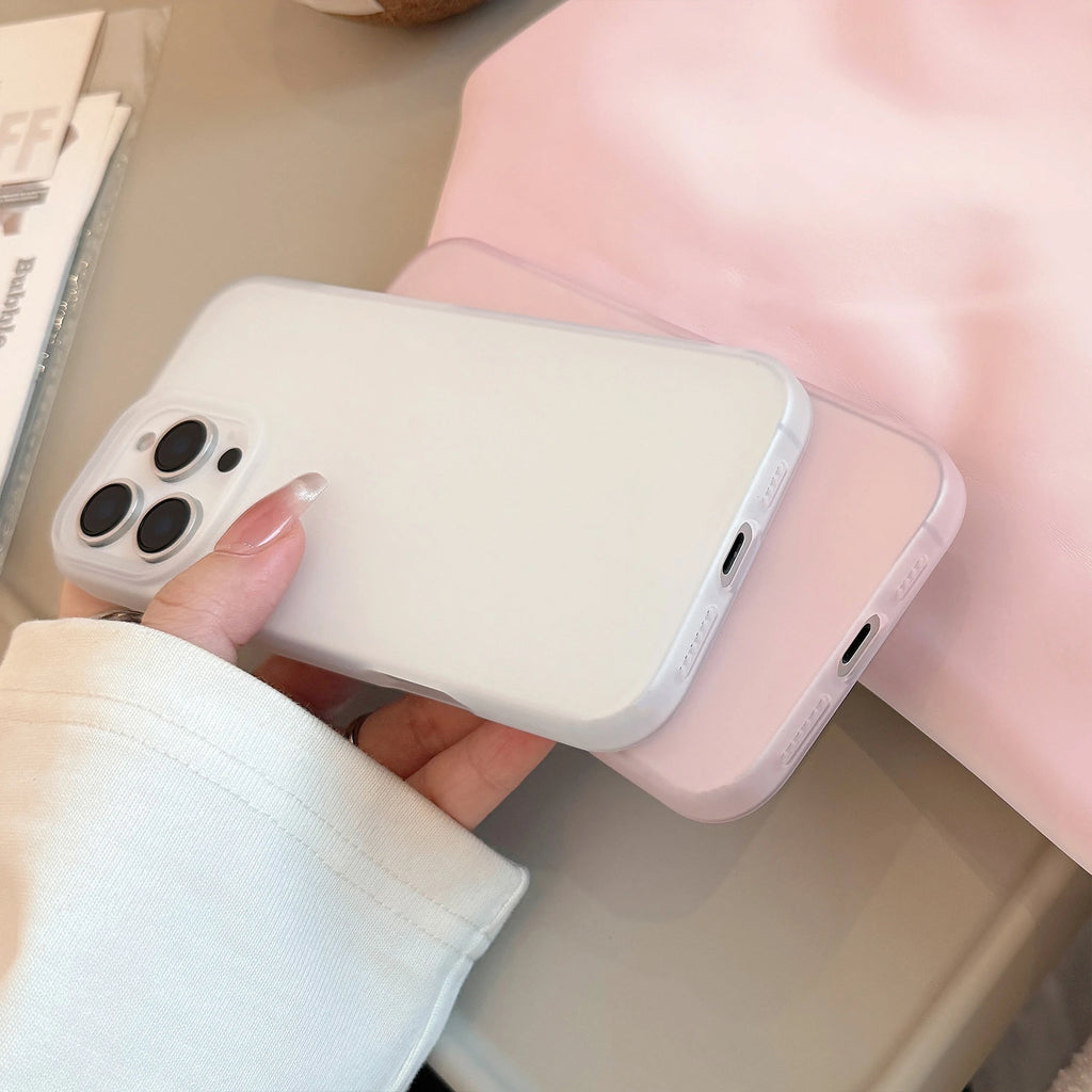 Simple Transparent Pink Transparent White Solid Color Soft Matte Protective Phone Case for iPhone 11 12 13 14 15 16 17 Pro Max