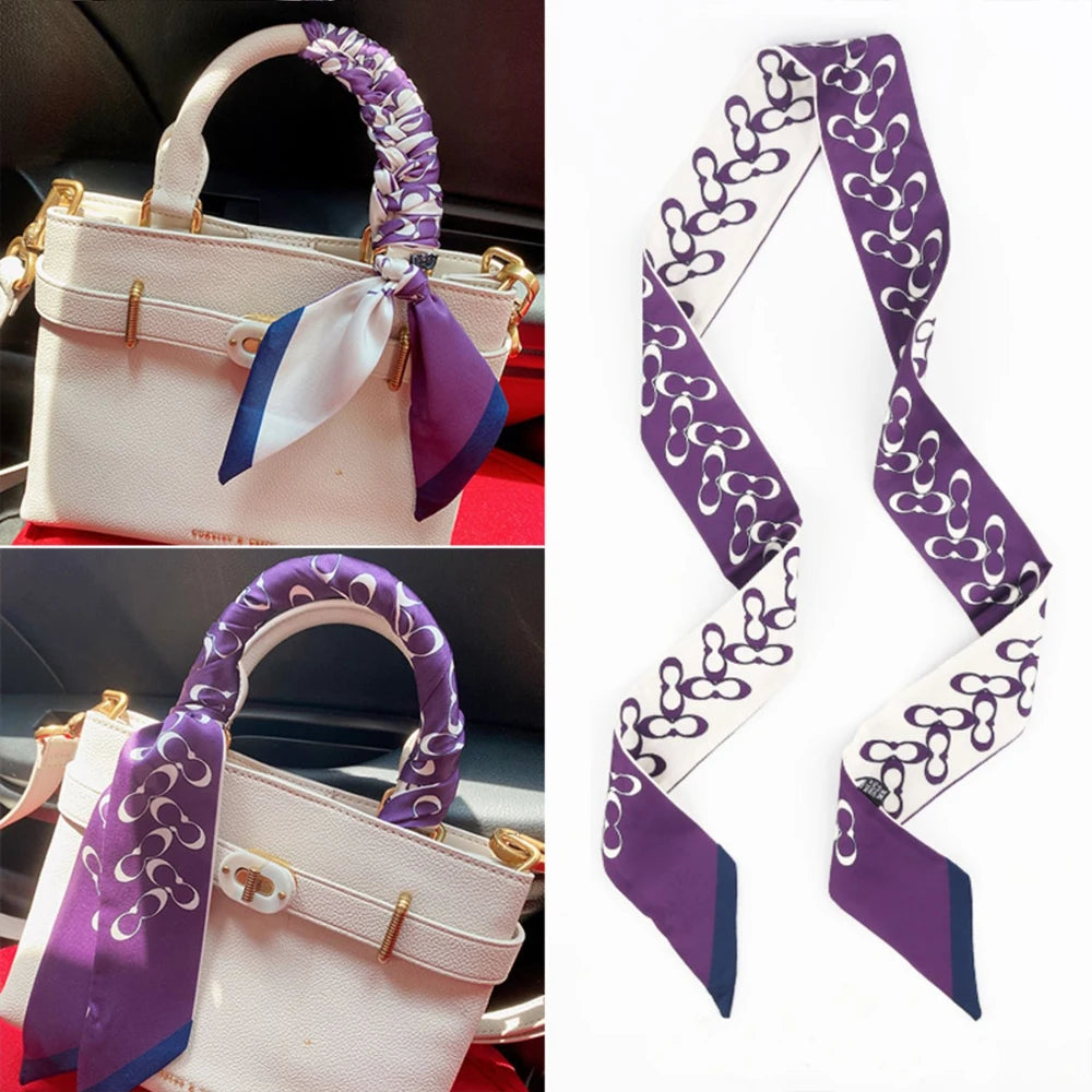 Korean Version of The Autumn Plain Color New Women's Ribbon Hair Ribbon Streamer Tied bag Long belt silk scarf Small Scarf Scarf
