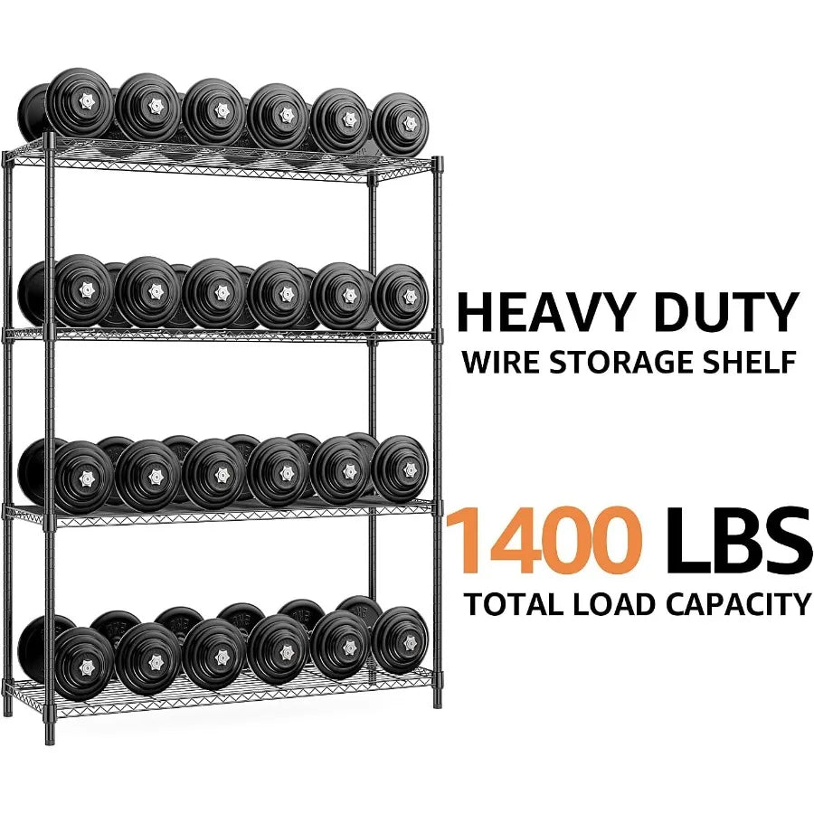 1400 lbs 4 Tier Storage Rack Metal Wire Shelving Unit Storage Standing Household Shelf Organizer for Kitchen Pantry Closet Gara