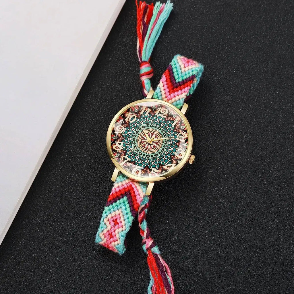 1/6/7PCS Fashion Women Watches Vintage Woven Strap Ladies Quartz Wristwatches Reloj Mujer（Without Box）