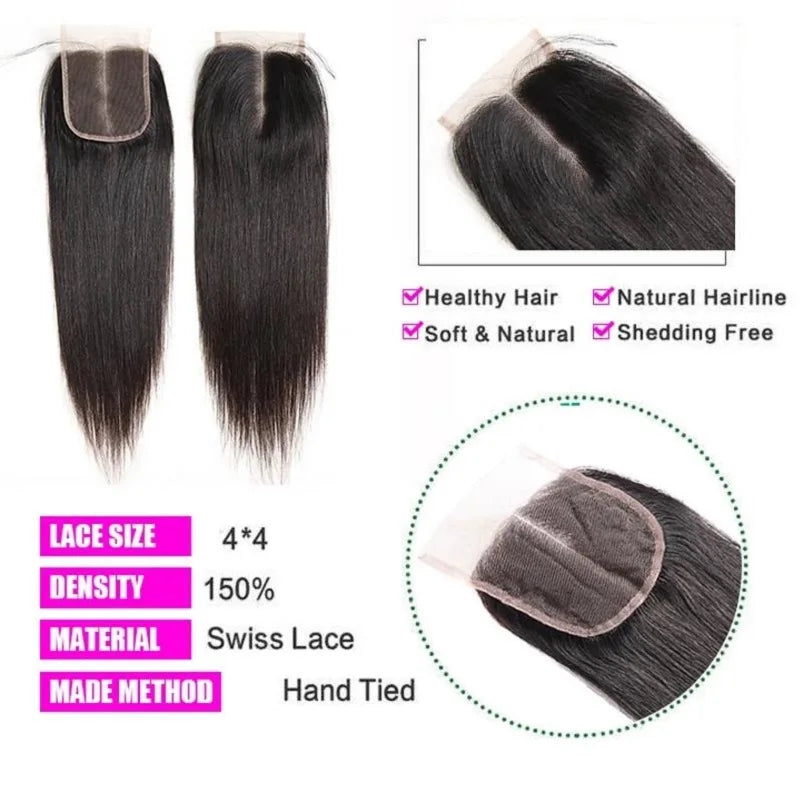 13x4 Lace Frontal Pre Plucked Natural Hairline Straight Remy Human Hair Closure Body Wave Transparent Lace Frontal