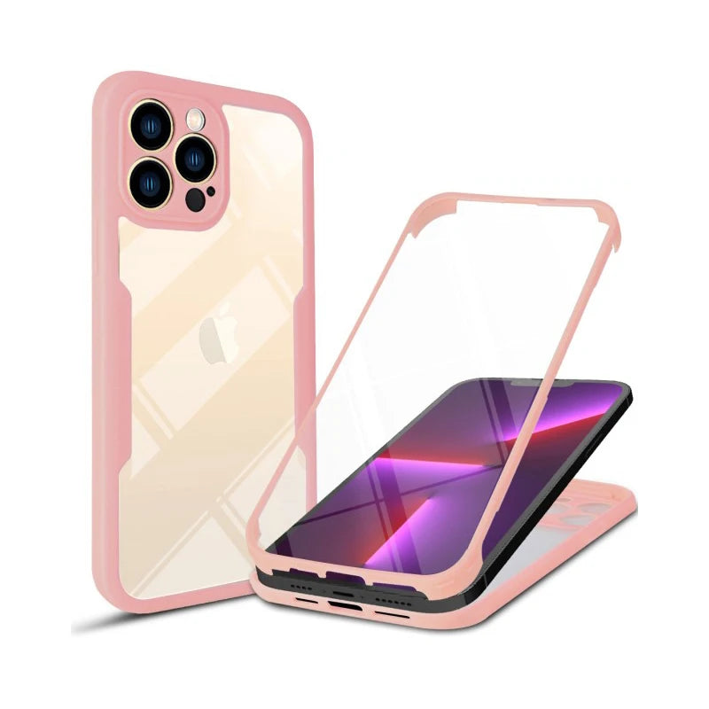 360 Full Protection Transparent Phone Case For iPhone 14 Plus 13 12 11 15 Pro XS Max X Soft Front Film+Rear Hard PC Bumper Cover