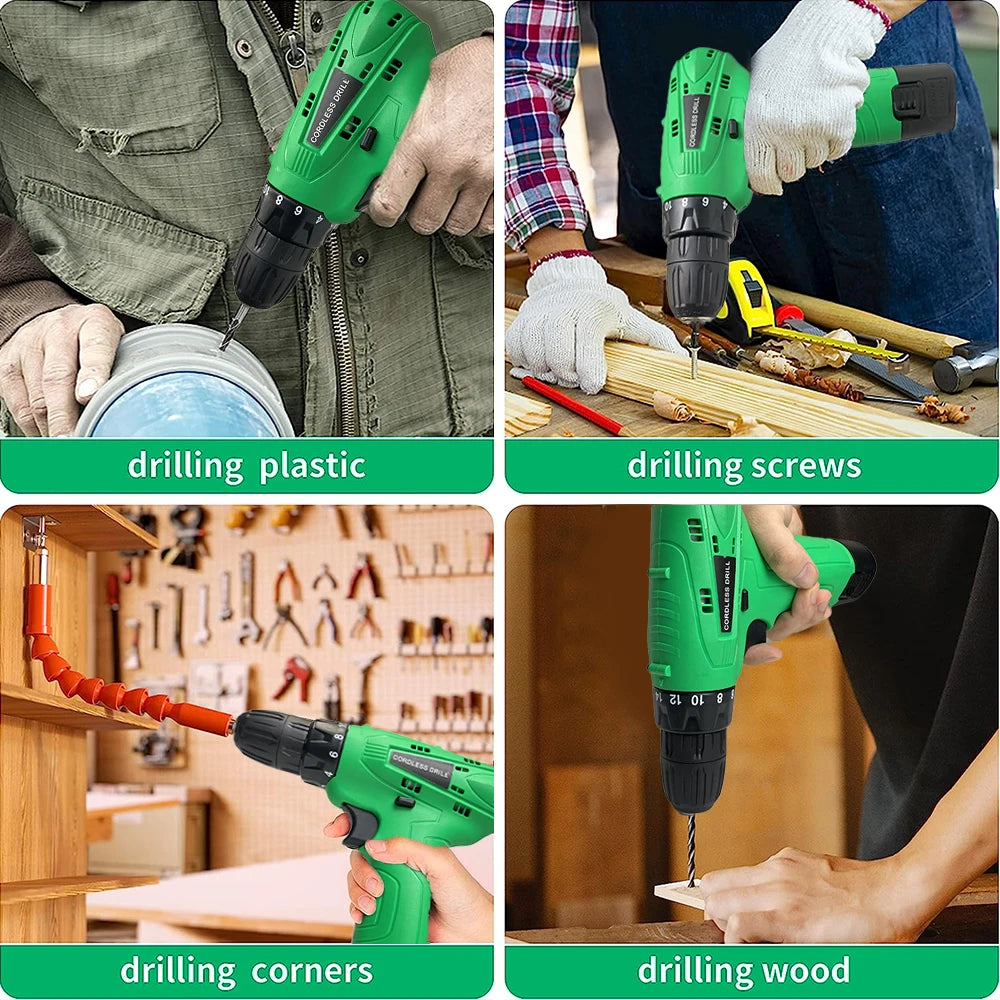 12V Cordless Drill Kit , with Battery and Charger, Variable Speed, 18+1 Torque Drill, 3/8 Inch Keyless Chuck Bit
