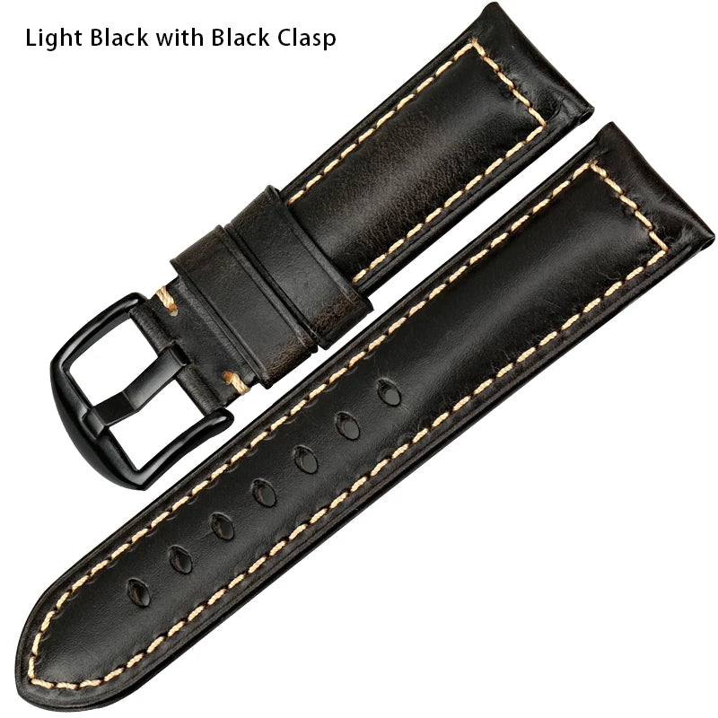 Watchband Watch Accessories Fashion Red Leather Watch Strap For Panerai SEIKO TISSOT Smartwatch Bracelet Vintage Watch Band