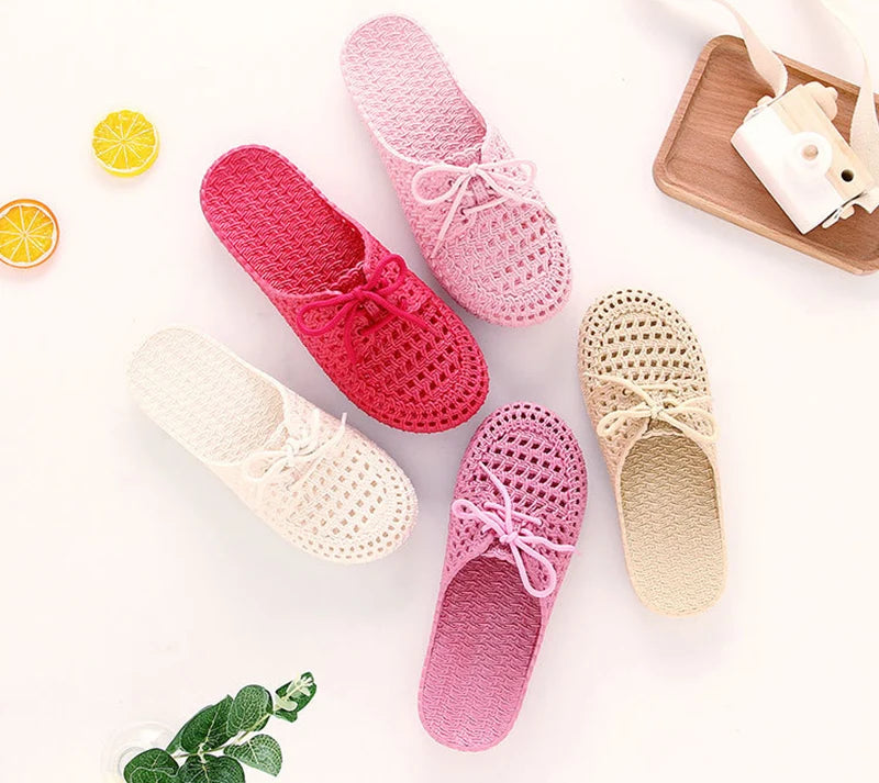 Summer Ladies Baotou Slippers with Hollow Fashion Soft Bottom Hole Shoes Women Wear Beach Sandals and Slippers