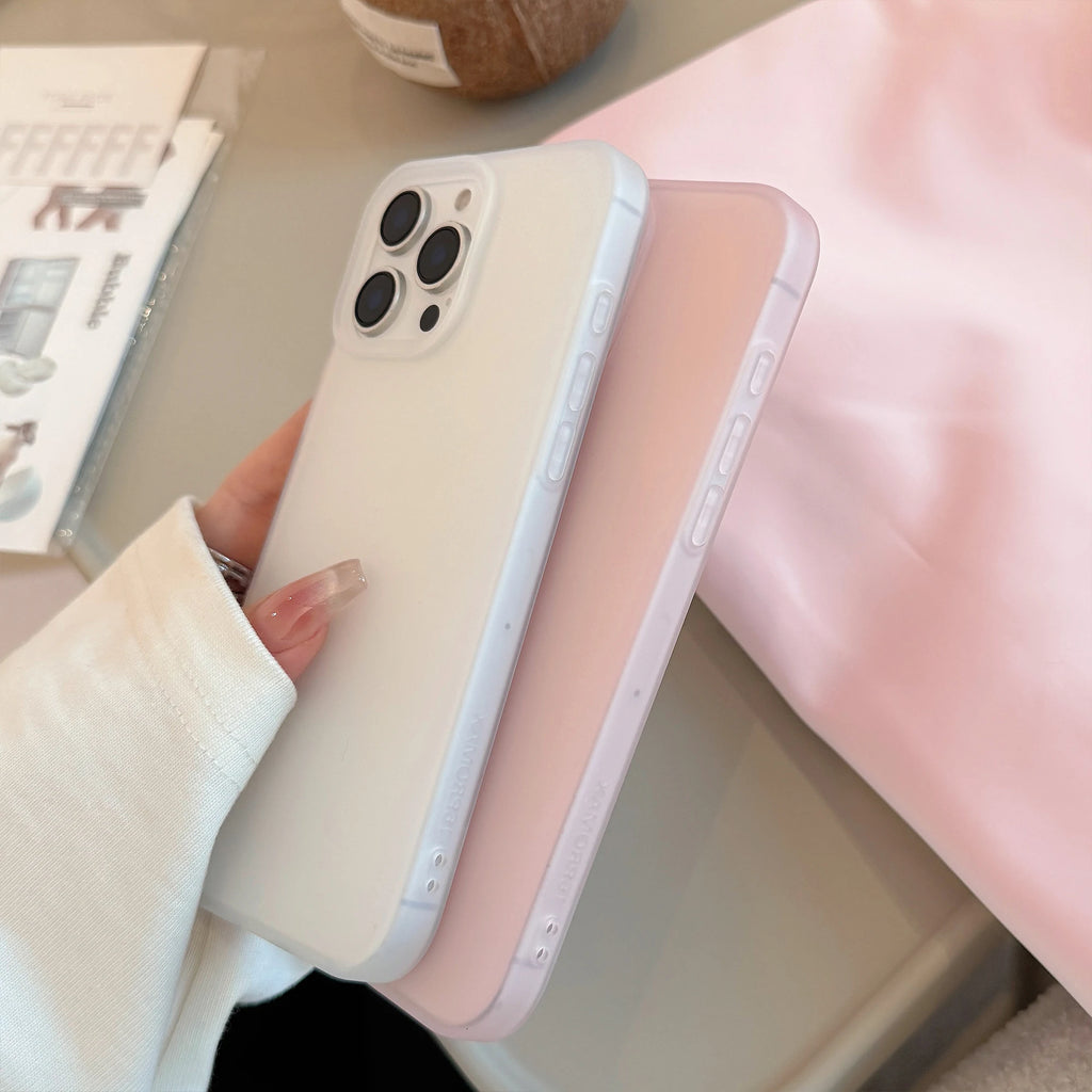 Simple Transparent Pink Transparent White Solid Color Soft Matte Protective Phone Case for iPhone 11 12 13 14 15 16 17 Pro Max