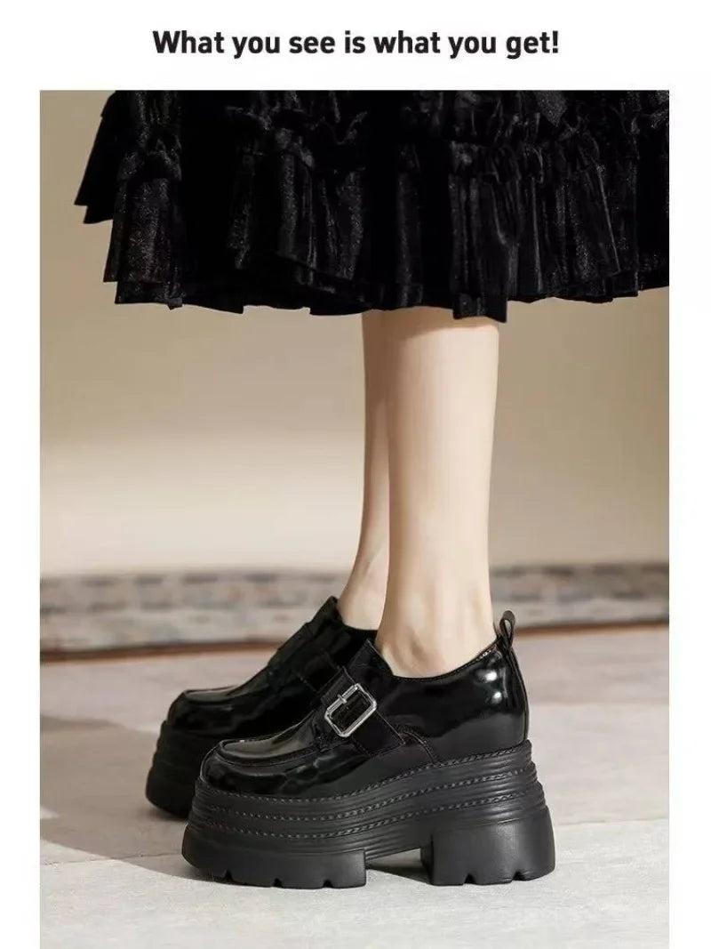 Ladies Shoes 2025 High Quality Buckle Strap Women's High Heels Fashion Round Toe Dress Pumps Women Hot Sale Solid Platform Heels