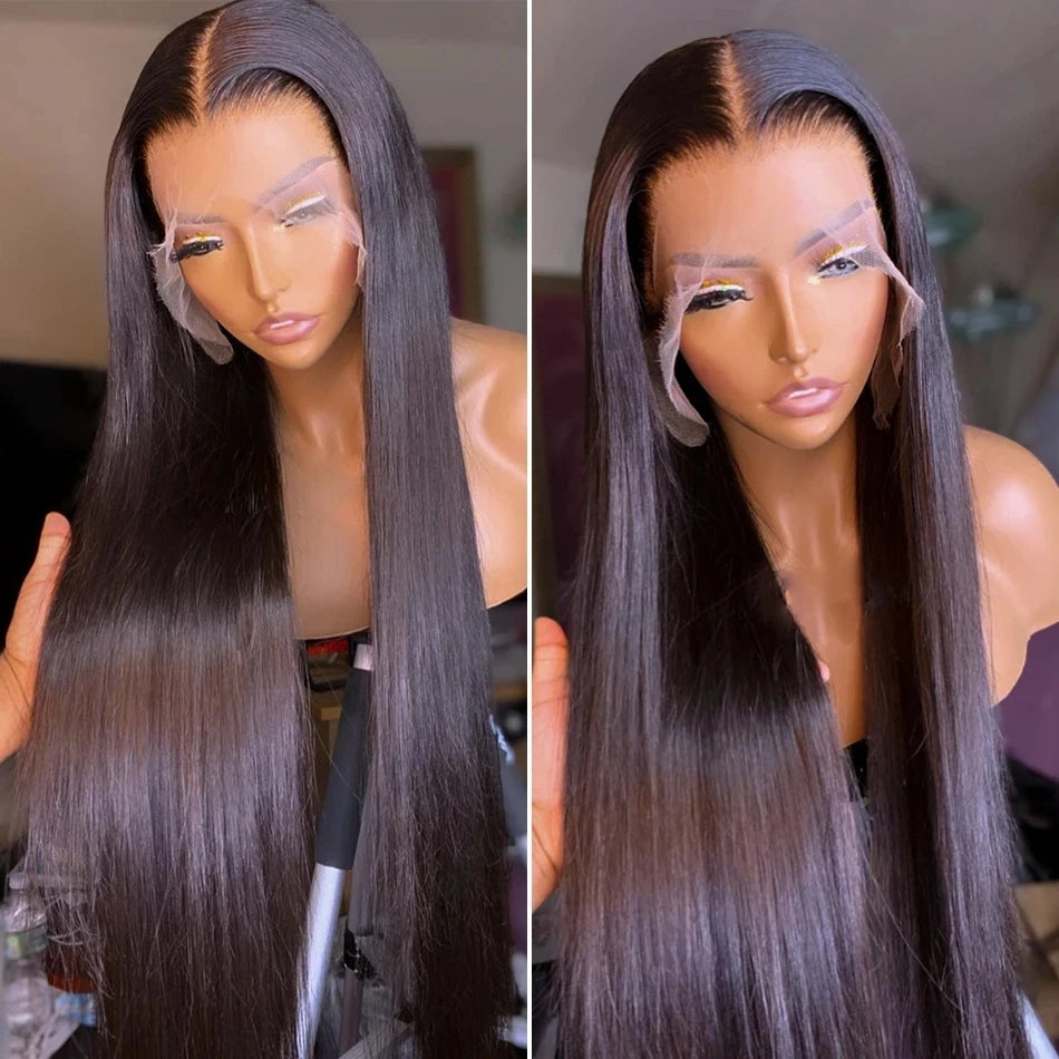 13x6 HD Straight Lace Frontal Wigs For Women Brazilian Transparent Lace Front Human Hair Wig 13x4 200 High Density 30 34 36 Inch