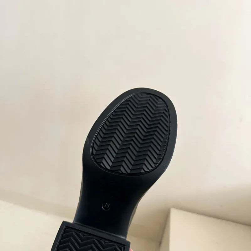 High-heeled Shoes Women Pumps Buckle Thick Heels with T-strap Ladies Chunky Heels Platform Mary Janes Woman Footwear Sandals