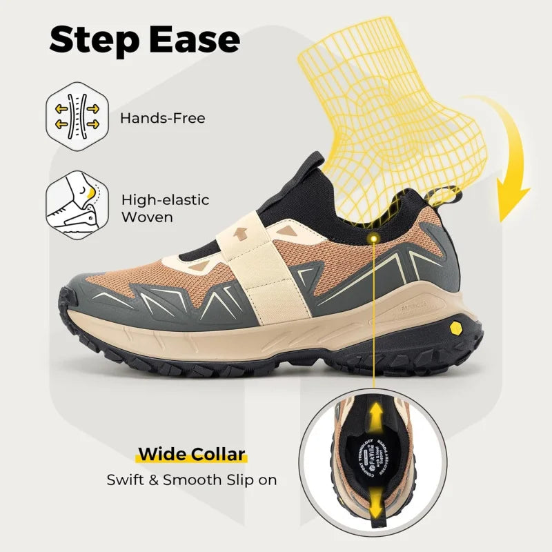 FitVille Men'S Widened Hiking Walking Shoes Slip-On Comfortable Orthopedic With Arch Support Non-Slip Sports Shoes For Travel