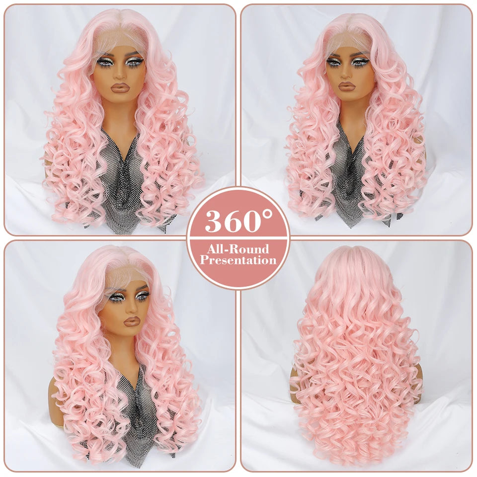 Latisha Lace Frontal Wig Synthetic 13x6 Curly Pre-Plucked Lace Frontal Wig With Baby Hair For Female 24" Lace Frontal Women Wigs