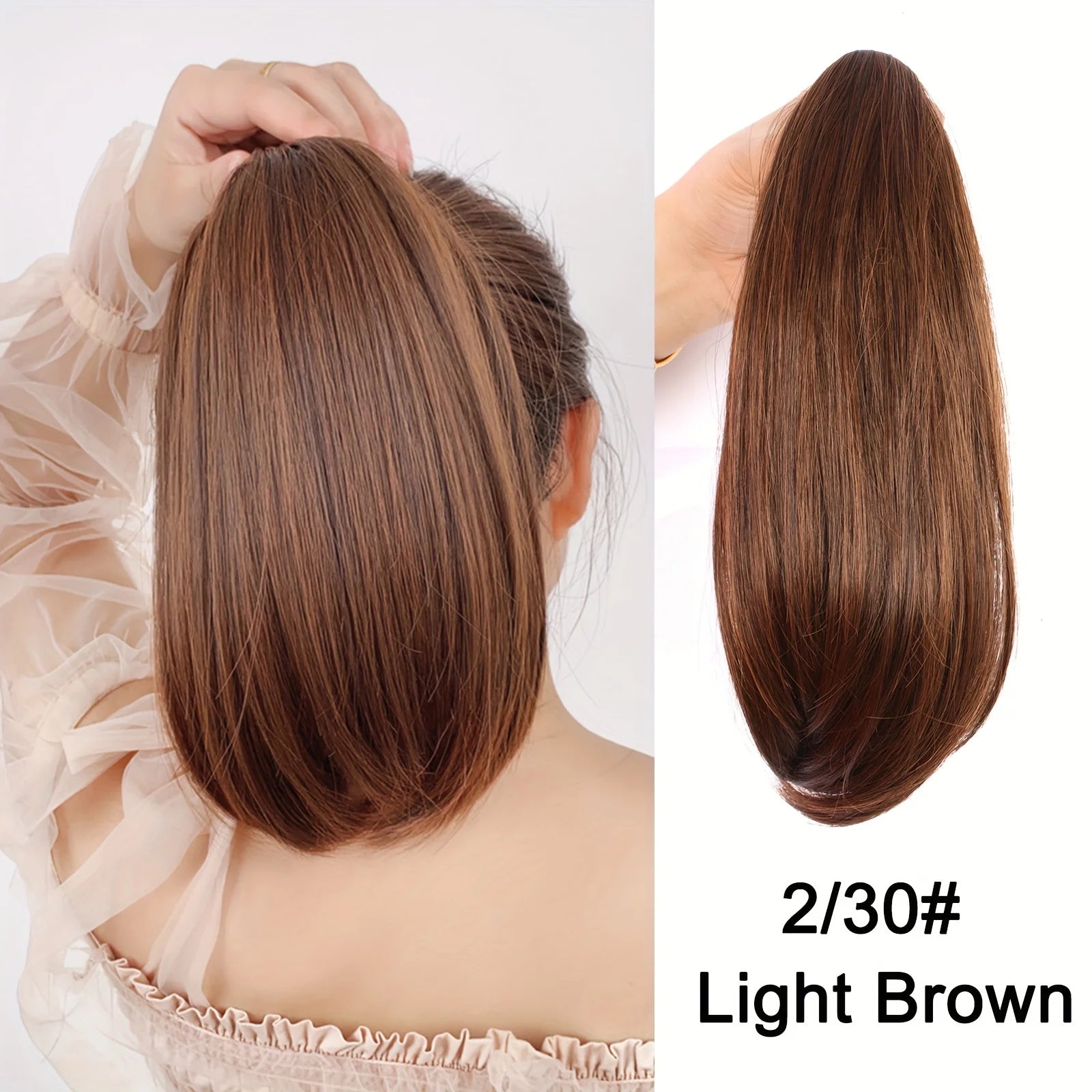 Synthetic 12Inch Short Ponytail Extension Long Ponytail Clip In Claw Hair Extension Natural Looking  Hairpiece For Women