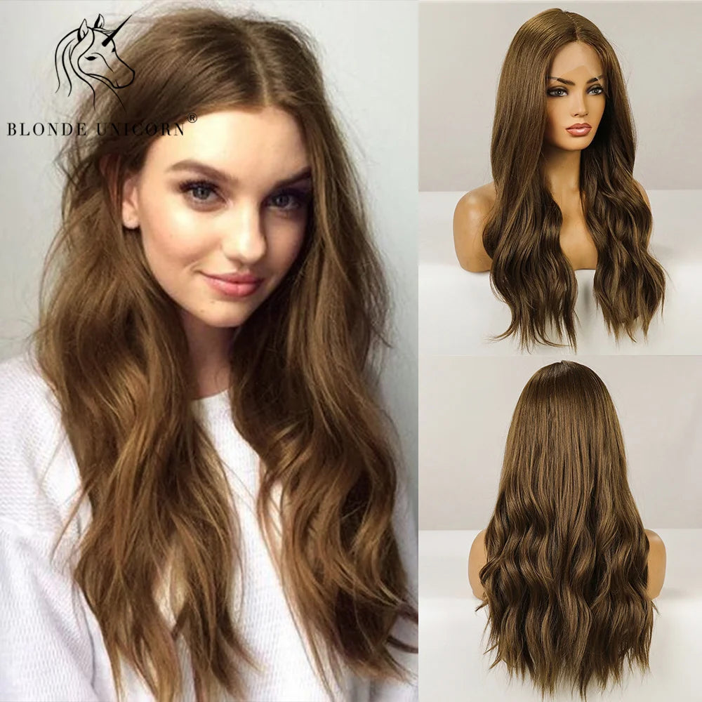 Blonde Unicorn Lace Front Wig Blonde Wave Wig Hair Synthetic Wigs for Black White Women Daily Party Cosplay Heat Resistant Hair