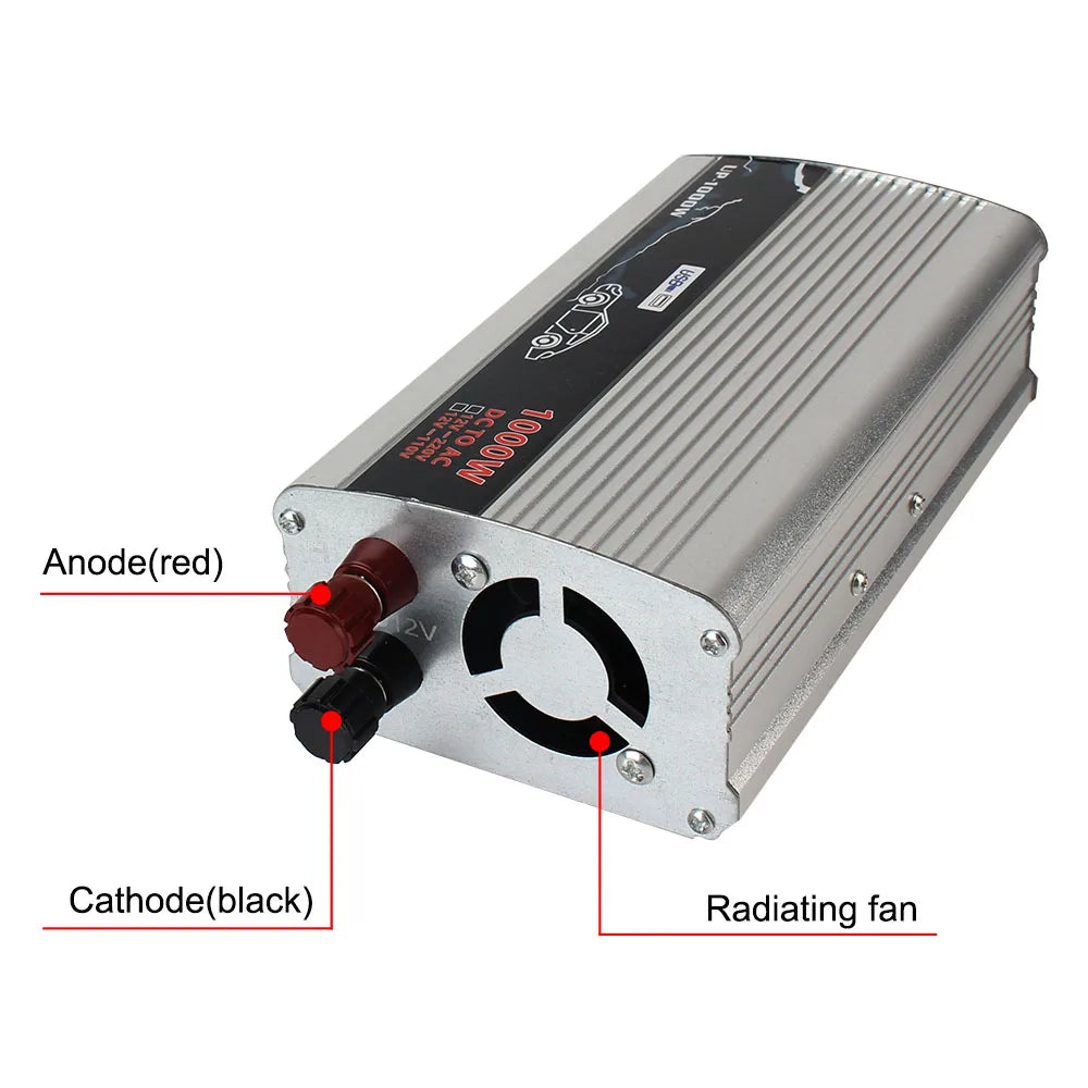 1000W Electronic Voltage Transformer Pure Sine Wave Power Inverter for Car Home Laptop Truck 12V to 110V 220V