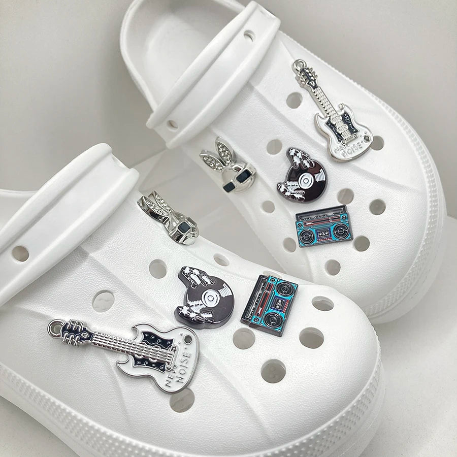 8pcs Animal Rock Music Guitar Detachable Charm Shoe Decorations, Suitable for Crocs Clogs Bogg Bags Party Gift Idea