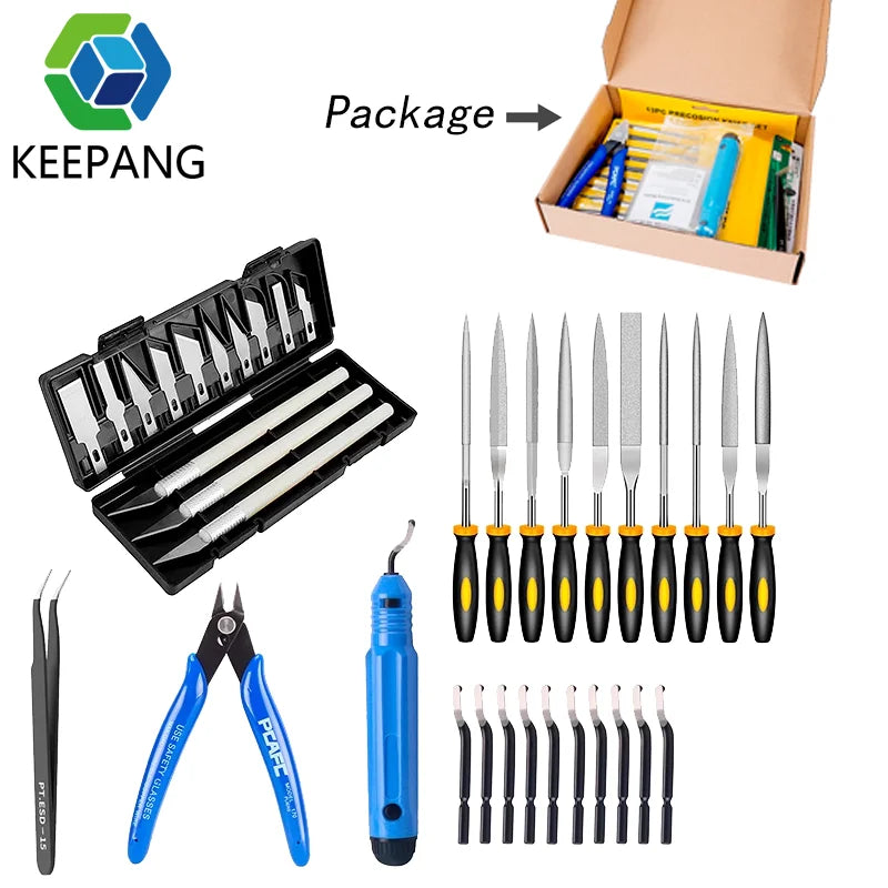 3D Printer Tool Kit Nozzle Cleaning Pliers Tweezers File Deburring Trimming and Grinding Tool Set 3D Printing Accessories