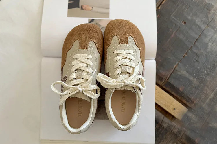 Careaymade-Genuine Leather wider toe women's shoes,soft sole comfortable casual single shoes,lace Barefoot small white shoes