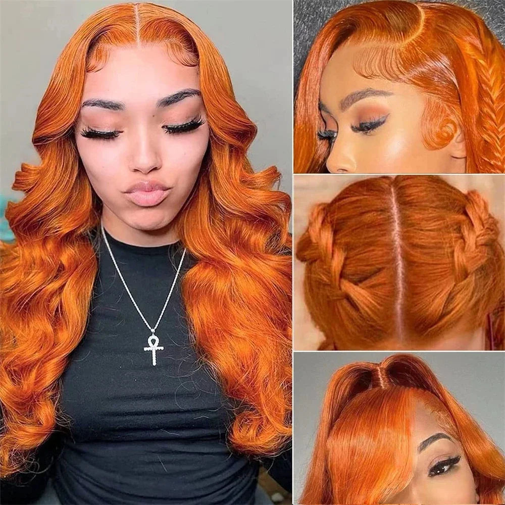 Lafino Ginger Hd Lace Wig 13x6 Human Hair Loose Body Wave 13x4 Lace Frontal Body Wave Wigs Orange Wig 350 Colored Human Hair Wig