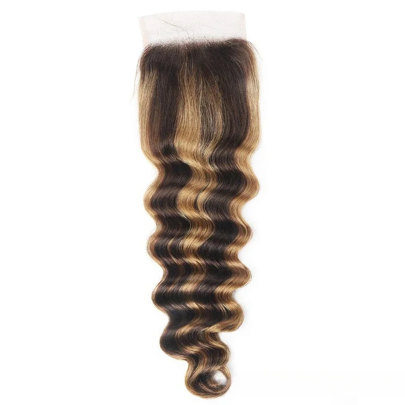 4x4 Lace Closure Human Hair 20Inch Highlight P427 Straight Body Wave Deep Kinky Curly Transparent Closure Brazilian Virgin Hair