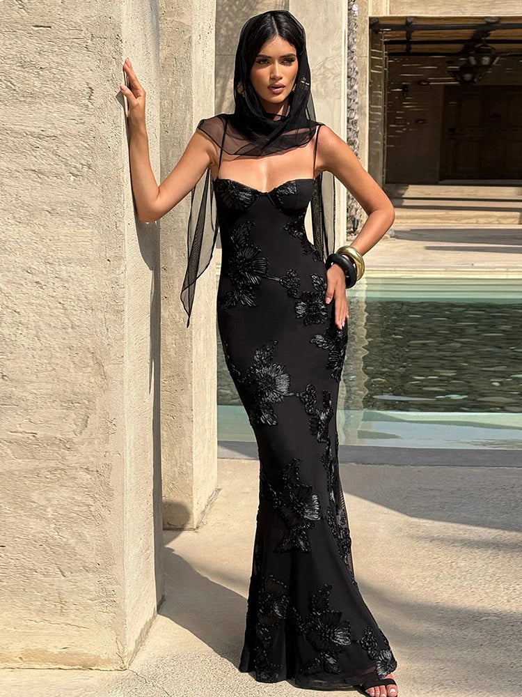 Cutenew Trend Sleeveless Women Maxi Dresses Fashion Sexy Suspendency Low Neck Backless Bandage Bodycon Female Party Long Robe