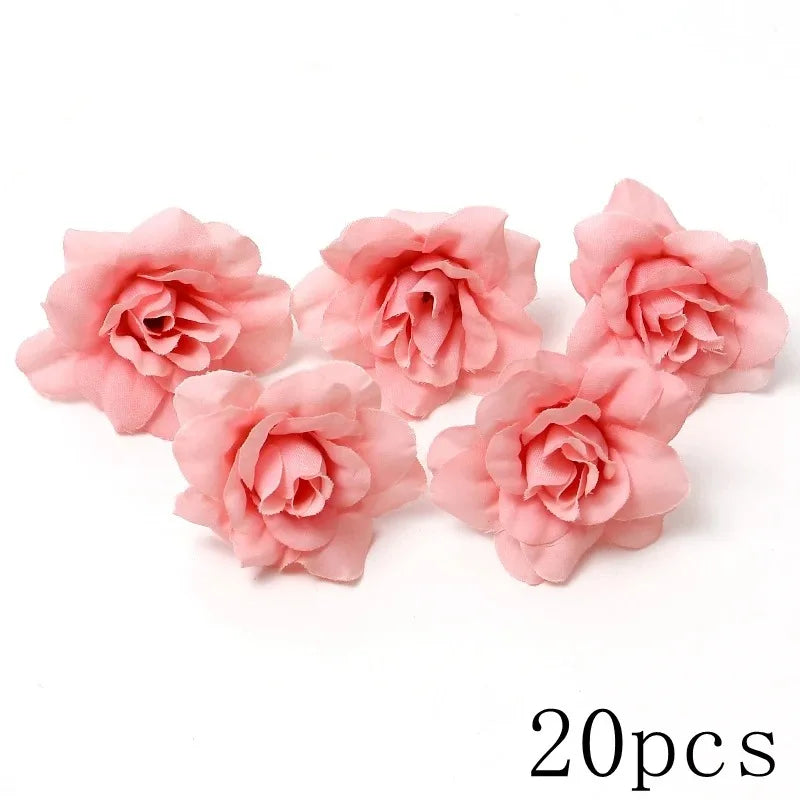 Pink Artificial Flowers Head For Wedding Home Room Decor DIY Fake Flowers For Decoration Birthday Party Craft Wreath Decoration
