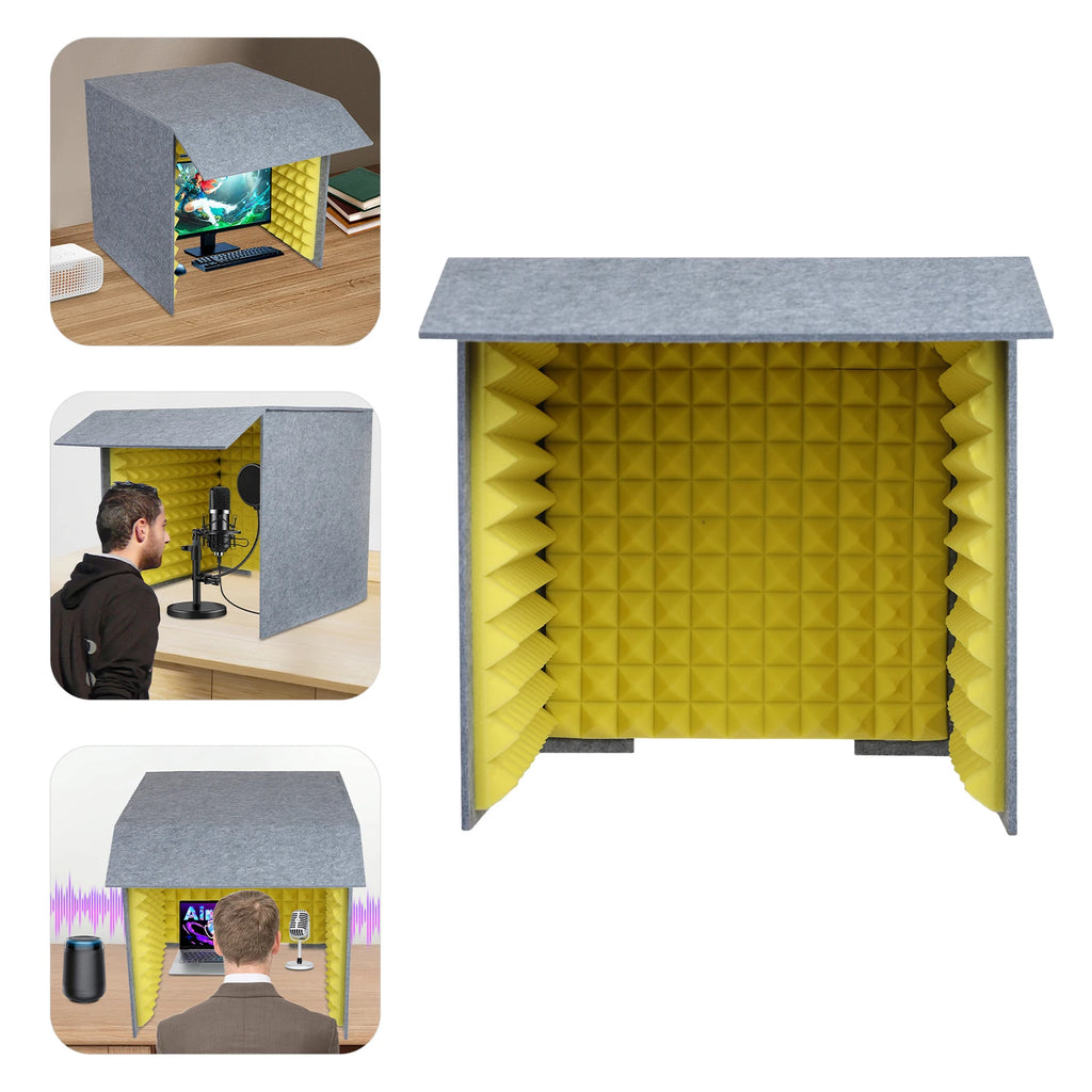 Professional Foldable & Portable Desktop Soundproof Booth, 23.6" Cube with Dual-Layer Acoustic Panels for Recording/Streaming