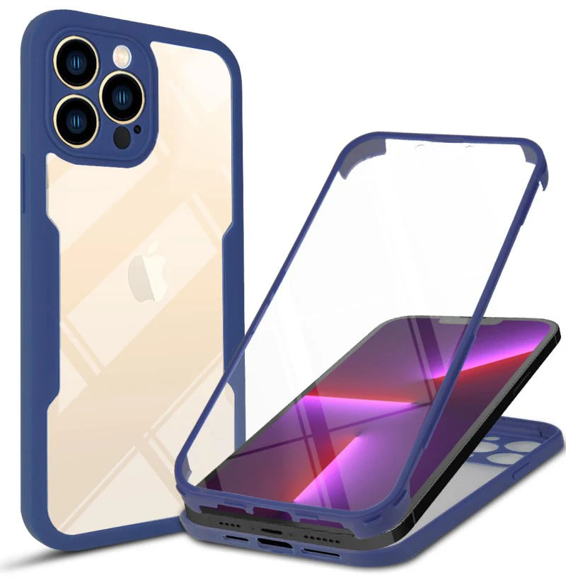 360 Full Protection Transparent Phone Case For iPhone 14 Plus 13 12 11 15 Pro XS Max X Soft Front Film+Rear Hard PC Bumper Cover