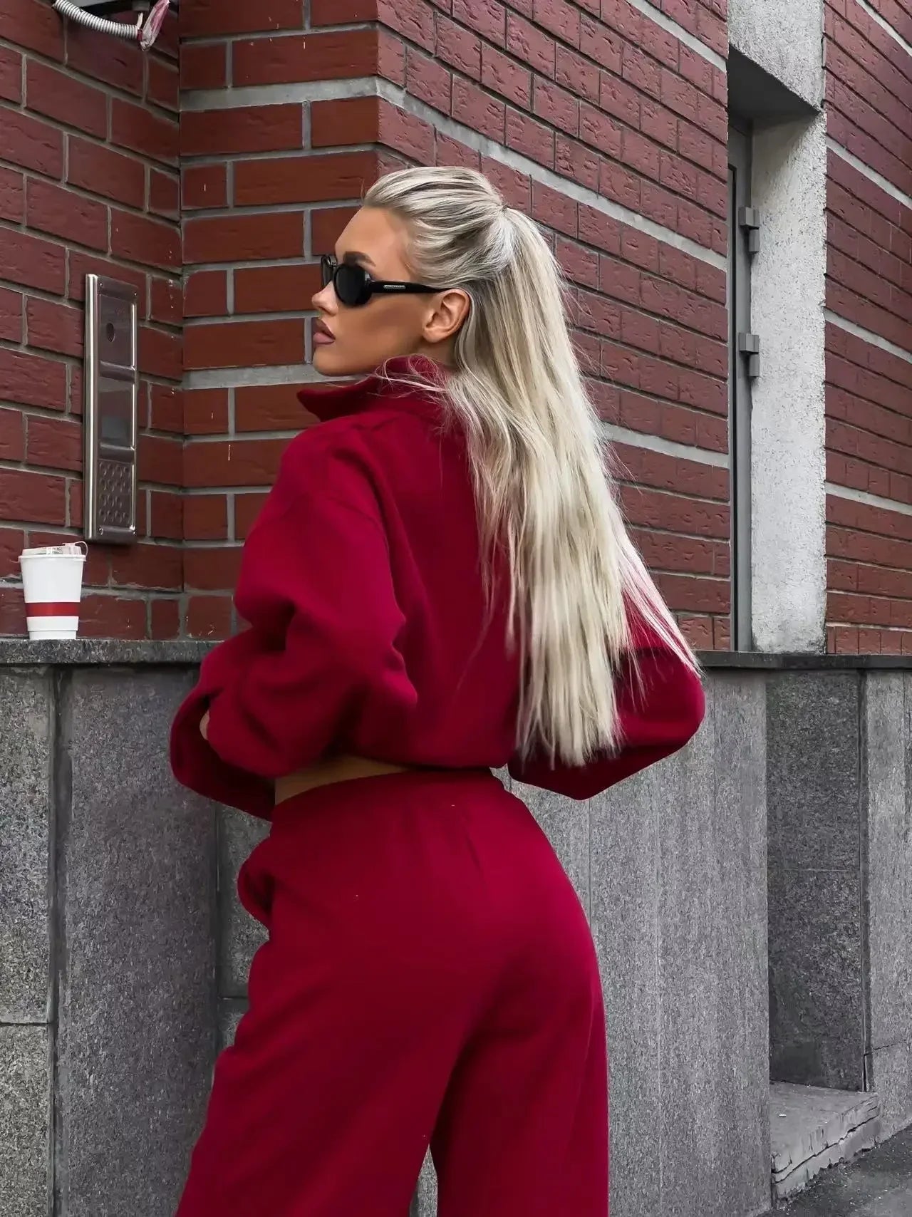 Zekye Spring Hoodies Women Letter Print Sweatshirt Hoodie Red Turtleneck Half Zipper Collar Pullover Tops K Pop Clothes Y2k