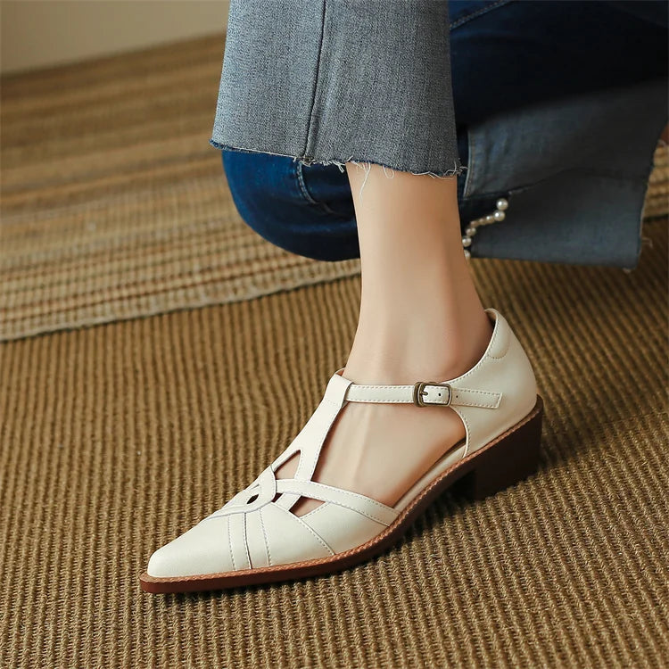 2024 Summer Women Shoes Pointed Toe Chunky Heel Shoes for Women Med-Heel Women Sandals Giadiator