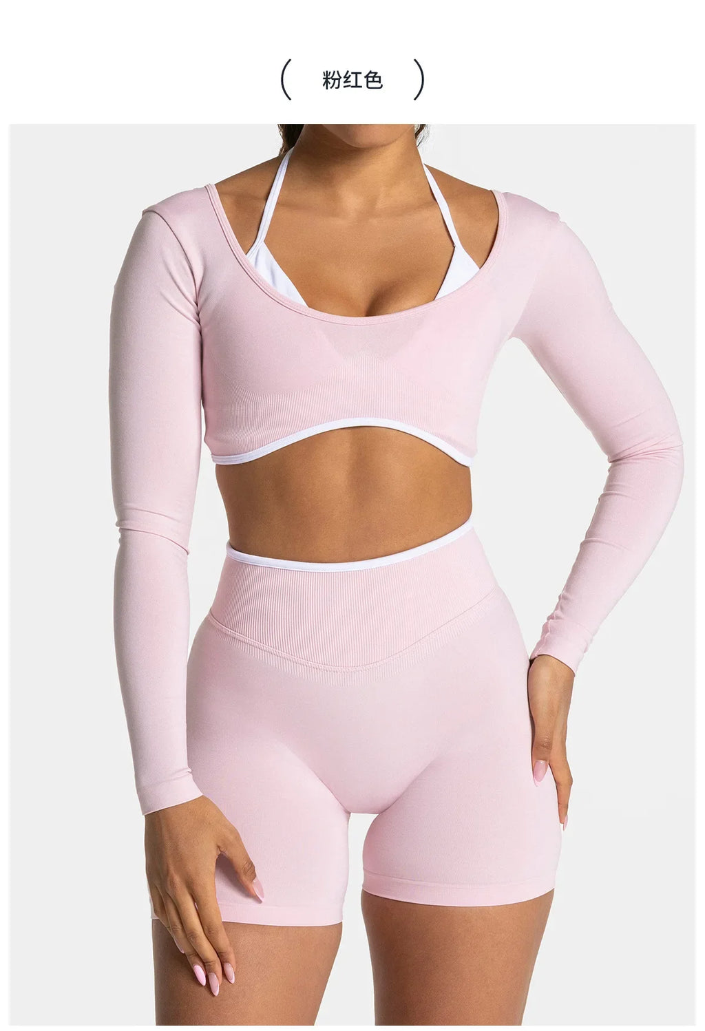 Seamless Fake Two-piece Long Sleeved Yoga Top  Women's Running and Fitness Sports Top Suit Top