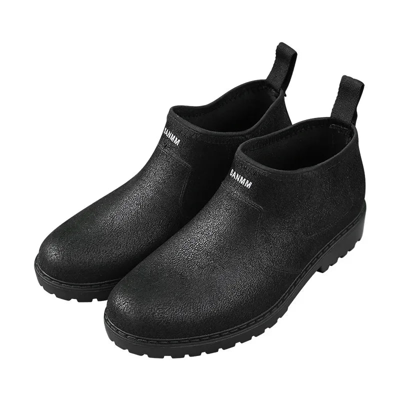 Men's Fashion Plastic Rain Boots  Spring and Autumn Non-slip Trend Low Cut Kitchen Fishing Work Car Wash Rubber Shoes Boots