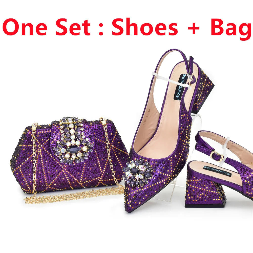 New Arrival Women Shoes and Bag Set African Ladies Pumps Match with Handbag Sandals Clutch Fashion Escarpins Femmes Sandales